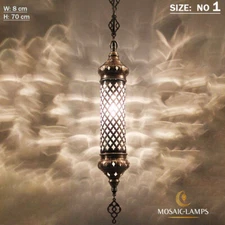 Blown Glass Pendant Ceiling Lighting, Single Chain Turkish Ottoman Moroccan Lamp