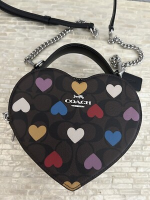Coach Heart Crossbody In Signature Canvas With Heart Print Sv