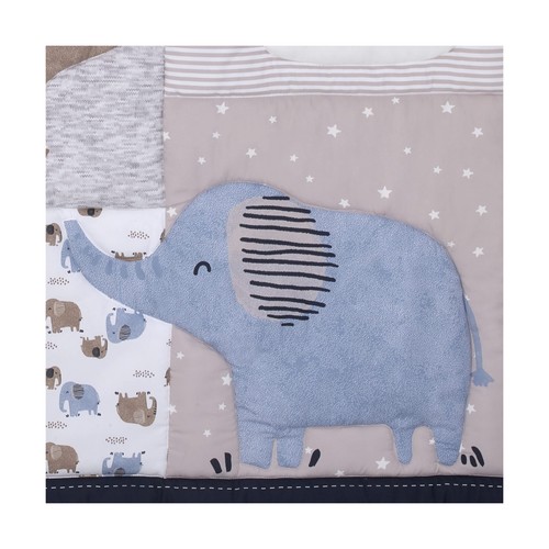 NoJo Carter's Blue Elephant - Chambray, Navy, Gray and White Elephant, Moon, ... - Picture 7 of 8