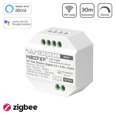 MiBoxer Zigbee 3.0 LED Funkdimmer Triac RF+Push Dimmer TRI-C1ZR LED Controller