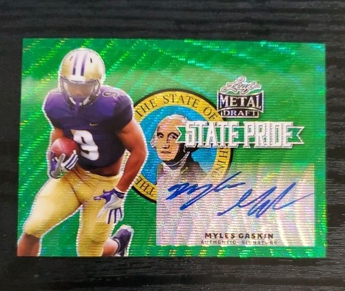 2018 Leaf Metal Draft State Pride #SP-MG3 Myles Gaskin Auto /5 - Picture 1 of 2