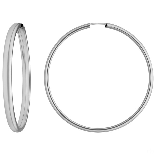 Paar Ohrringe Creolen Schlicht Ohrschmuck Aus 925 Silber Rhodiniert 48X3,9Mm-image