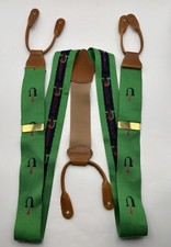 Suspenders Men's Leather Button End Green Braces Made in England Formal