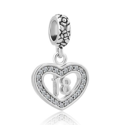 18 18th Birthday Charms for Bracelets Dangle Womens Heart Love Charm Beads Comap