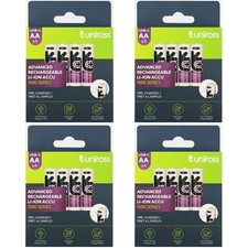 16 x UNIROSS AA 1500mAh Lithium USB-C Rechargeable Batteries Li-ion  Pre Charged 3.31 per battery