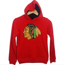 NHL Chicago Blackhawks Hockey Youth Size Medium 10/12 Hoodie Red Logo Kids Boys