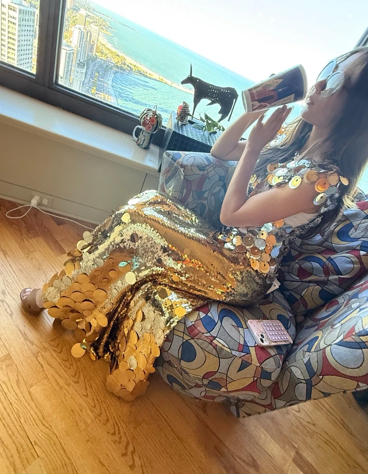 Paco Rabanne X H&M NWT Never Been Worn Gold Sequin Skirt Size Small SOLD OUT - Image 2 of 4