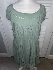 Torrid Women’s Plus Size 2 (2X) Mint Green Eyelet Skater Dress Boho Shift Design