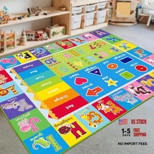Kids Rug for Playroom, ABC Carpet Educational Play Mat for Kids, Preschool