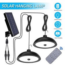 Double Head LED Pendant Light Solar Power Outdoor Garden Lamp Auto On/Off IP65