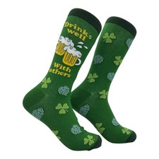 Drinks Well With Others Socks Funny Sarcastic St Patricks Day Graphic Novelty