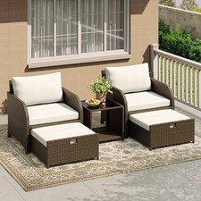 Set mobili da giardino in polyrattan 5 pezzi salotto da giardino poltrona sgabello set resistente alle intemperie