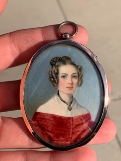 Gold plated Portrait miniature of a lady framed Regency