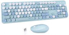 UBOTIE Colorful Computer Wireless Keyboards Mouse Combo, Typewriter Flexible Key