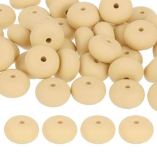 50Pcs 14mm Silicone Lentil Beads, Loose Abacus Bead for DIY Pale Yellow 