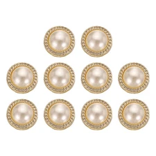 10pcs Gold Faux Pearl Buttons 15mm Plastic Round Sewing Craft Button #3