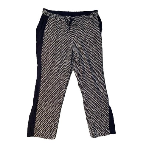 Cynthia Rowley marineblau & weiß Blumenmuster weites Bein Hose 16W Boho, bequem, fließend