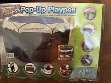 Deluxe Pop Up Playpen Medium 48x48x28" Portable Playpen For Dogs/Cats Brown