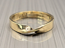 Vintage 9ct Gold Wedding Twist Band Ring Size M, London Hallmark