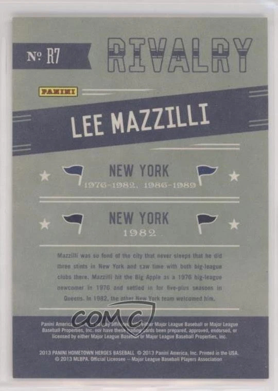 2013 Panini Hometown Heroes Rivalry Lee Mazzilli #R7 - Image 2 of 2