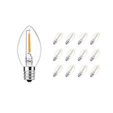 12 Pack C7 LED Christmas Bulbs, E12 Candelabra Base, 0.6W Warm White Dimmable...