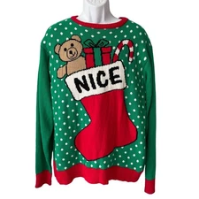 Forum Novelties I'M NICE Full Stocking Ugly Christmas Sweater Size XL