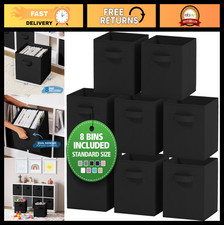 8 Pack Storage Cubes - Collapsible Fabric Bins 10.5x10.5x11 with Dual Handles -
