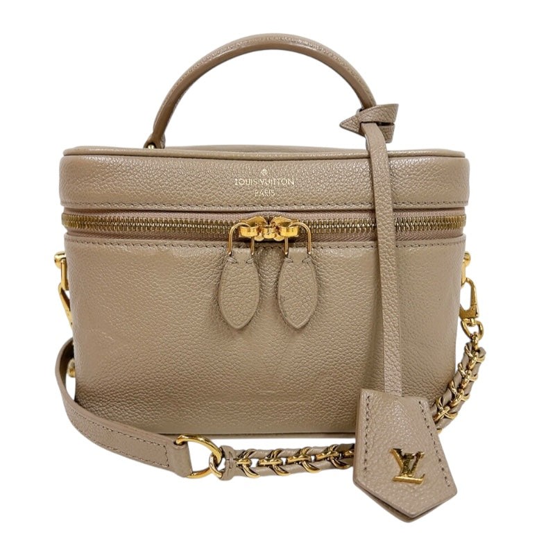 Louis Vuitton Vanity Top Handle Bag PM Beige Leather for