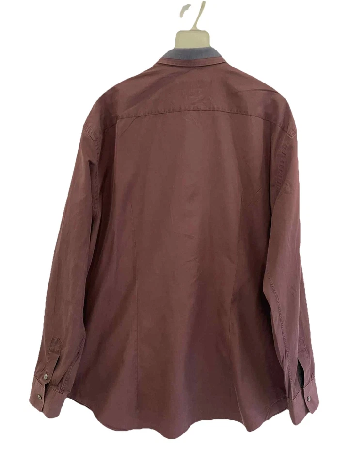 Camisa de Vestir Salvatore Ferragamo Para Hombre XL Hecha en Italia Borde Gris Granate #C12 Foto 2 de 4