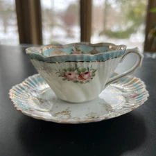 Vintage Chine Hand Painted Cup And Saucer Pink Roses