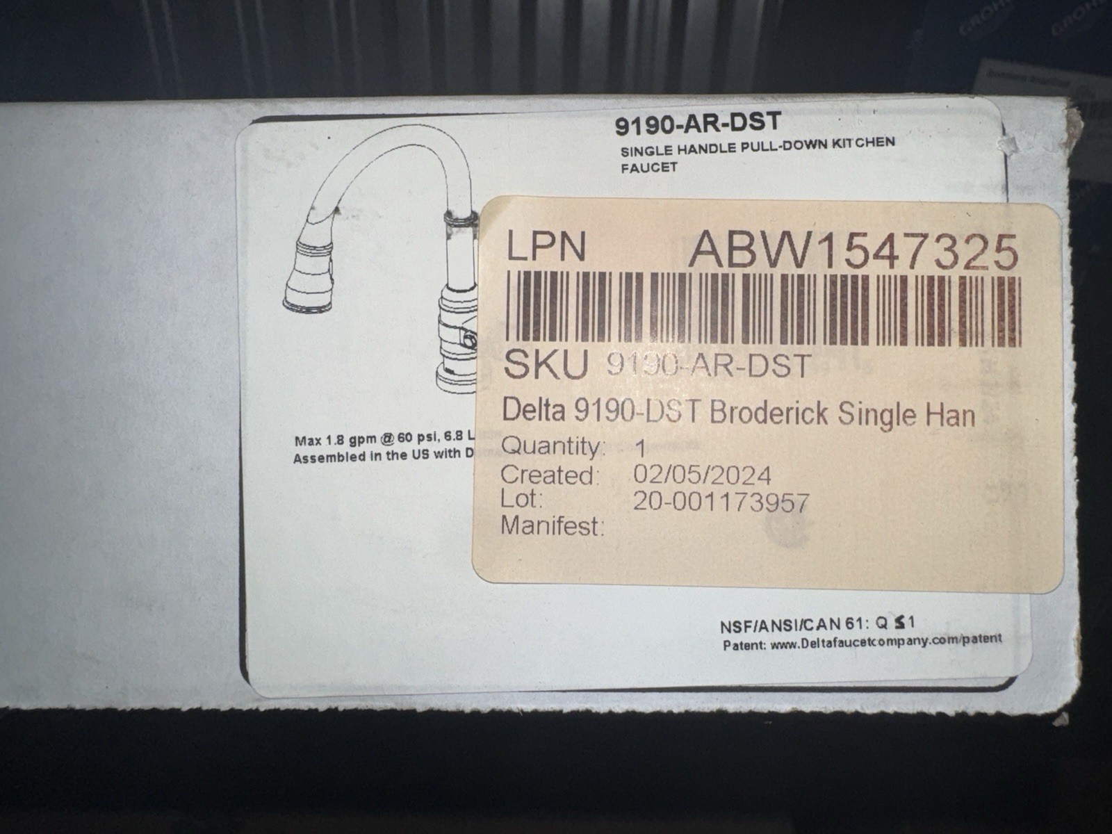 Delta 9190-AR-DST Broderick 1.8 GPM Pull Down Kitchen Faucet, Arctic Stainless
