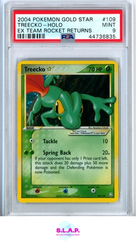 TREECKO GOLD STAR POKEMON 109 2004 EX TEAM ROCKET RETURNS HOLO ENGLISH PSA 9