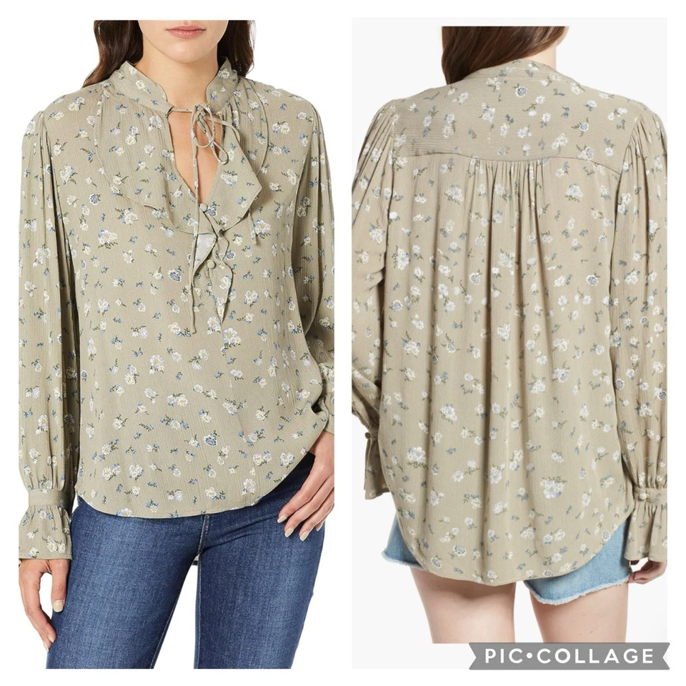 Blusa Campesina AG Adriano Goldschmied Celeste Verde Floral XS Foto 2 de 4
