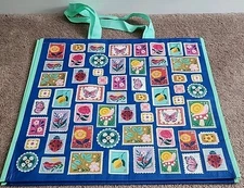 Marshalls - Pretty Flower & Animal Stamps - Large Reusable Shopping Tote Eco Bag