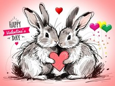 Süße Hasen Häschen Valentinstag Valentinstag Grußkarte A5 leer innen Liebe LUV