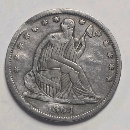 1864-S Seated Liberty Half Dollar VF Details Engraved/Damaged