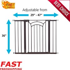 Extra Wide Walk Through Baby Gate Adjustable Expandable Hallway Stairway Black