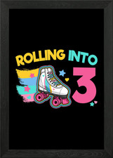 Poster 3° compleanno pattino a rotelle incorniciato arte da parete stampa su tela quadro