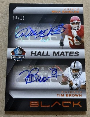 2025 Black Tim Brown/Will Shields Dual Autograph 8/15 Raiders Chiefs HOF