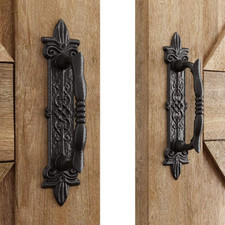 9" Barn Door Handle, Heavy Duty Black Powder Coated, 2PCS Antique Barn Door Ha