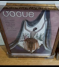 Vintage Theme Vogue Magazine Cover Framed Artwork Under Glass  Brand New