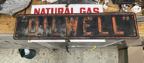 Vintage Pumping Unit Pump jack  “Oilwell” Lease Sign Oil Well Rig Metal Sign