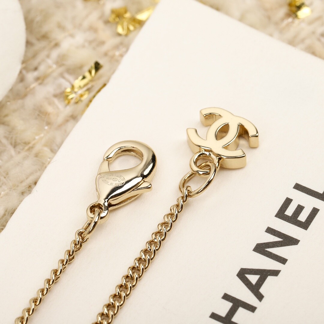 🤩CHANEL Sugar Cube Silver Necklace CCS Necklace Light Gold