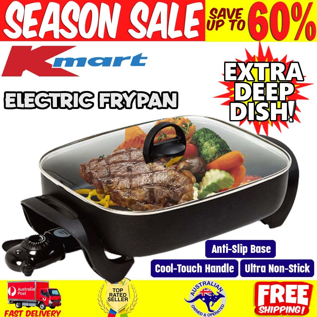 HOT Saucepan Roasting Pan With Lid Kmart Electric Frypan Large