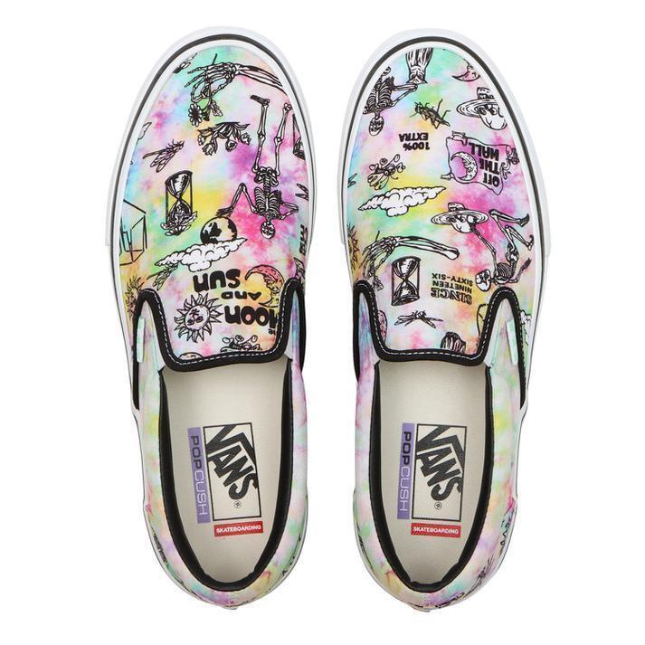 Vans PopCush Rare Tye Dye Shroom Doom Slip On State Sneakers  Mens 8 Ladies 9.5 Vans PopCush Rare Tye Dye Shroom Doom Slip On State  main image 2