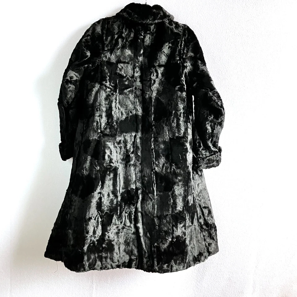 Винтажный 1920-х ручной работы черный измельченный плюшевый искусственного меха пальто S/M - Изображение 4 из 4