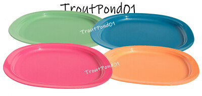Tupperware Microwave Dinner Plates 9 1/2 In Square Green Orange Blue Pink