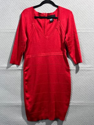 red dress kardashian kollection Kardashian Kollection Dress Womens Large Red Long Sleeve Night out Bodycon