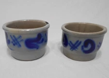 Germany 2 Vintage  WESTERWALD  Salt Glazed  jar crock cobalt blue &  gray  lot 1