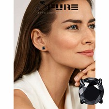 Orecchini a perno in acciaio inox magnetici zirconi scintillanti neri da donna